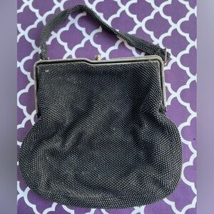 Vintage Antique Black Beaded evening Bag